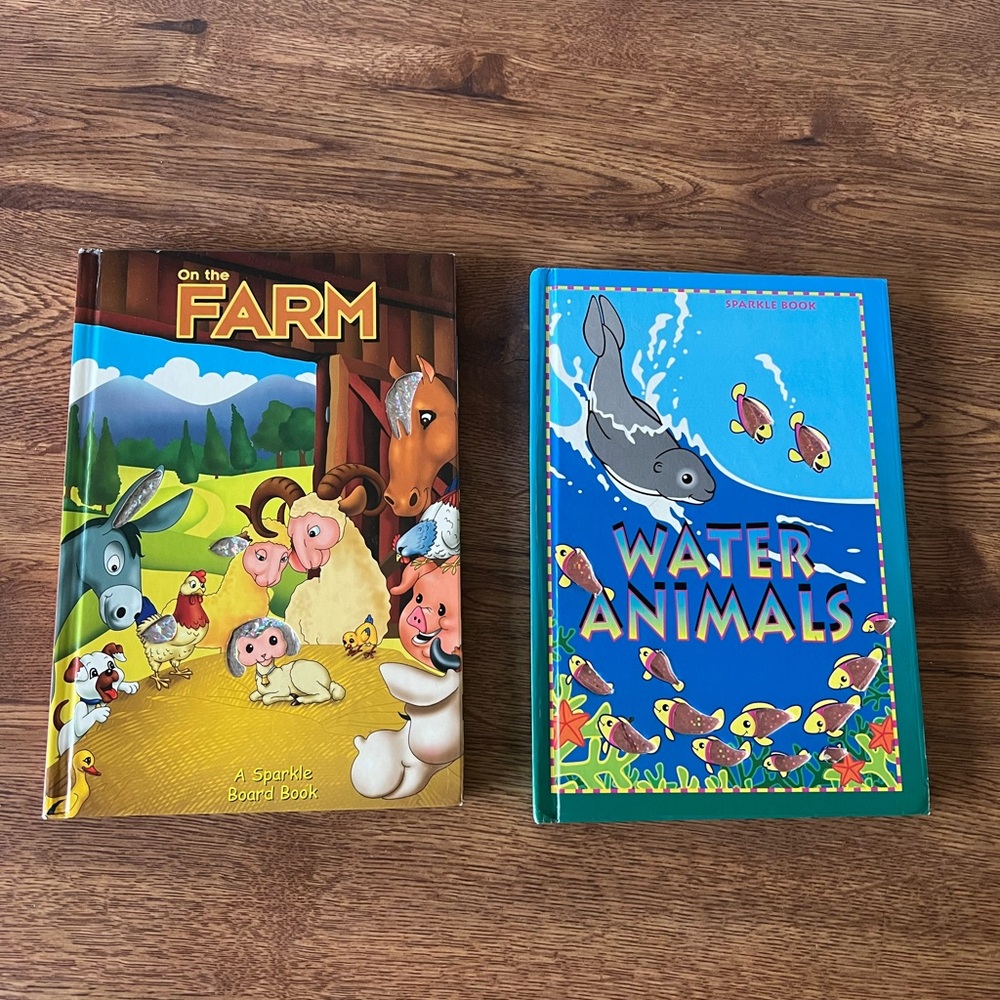 Kids Awesome Sparkle Board Books on the farm and water animals